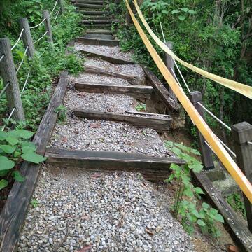 潭子新田三号登山步道边坡崩塌-中市观旅局紧急封闭修复