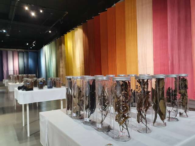 展覽現場陳列多種染色材料供民眾觀賞