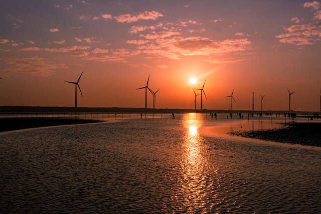 高美湿地黄昏美景