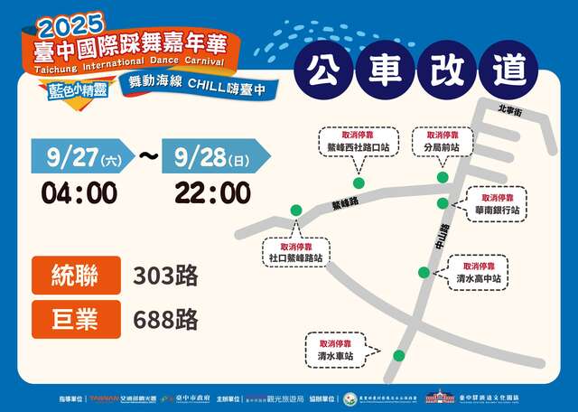 公車303、688路改道