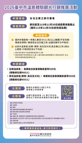 2026台中市温泉体验观光行销推广活动相关讯息