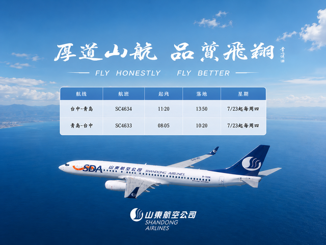 山东航空-台中-青岛-航班资讯