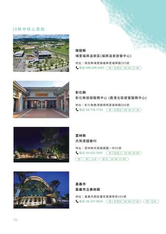 8县市核心景点(南投、彰化、云林、嘉义)