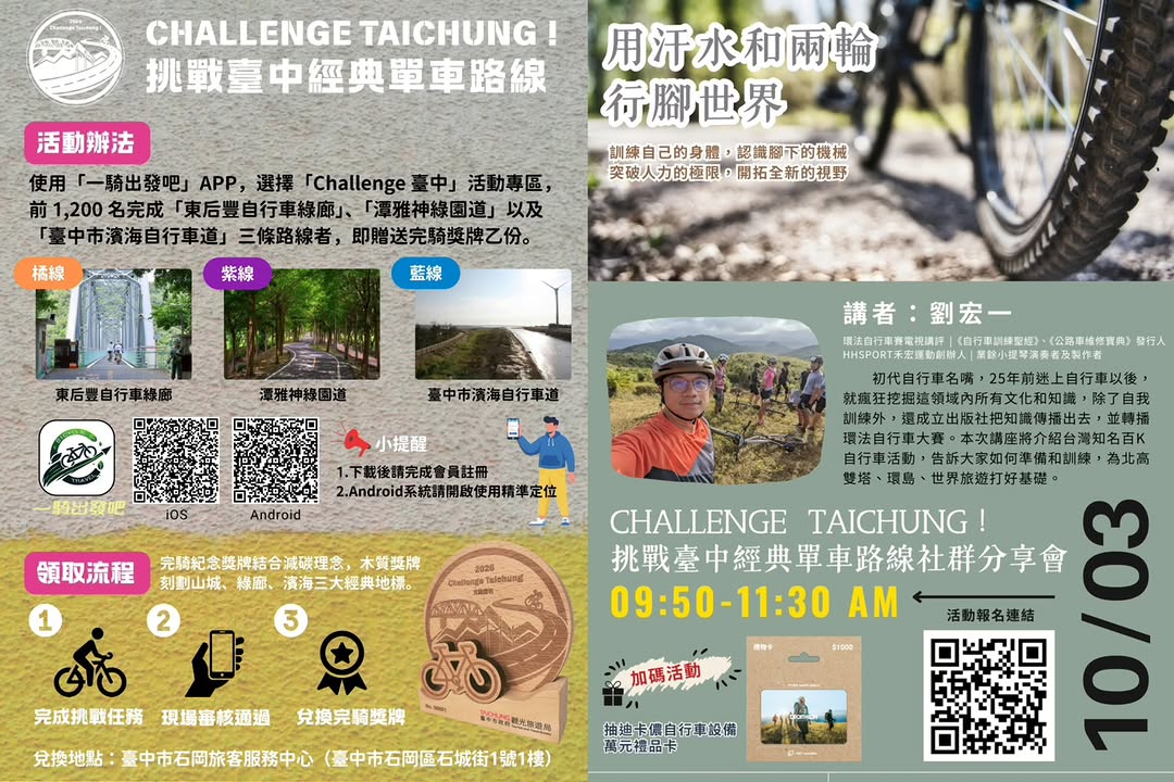 🚴♀️ Challenge Taichung單車分享會 抽萬元禮品卡🔥