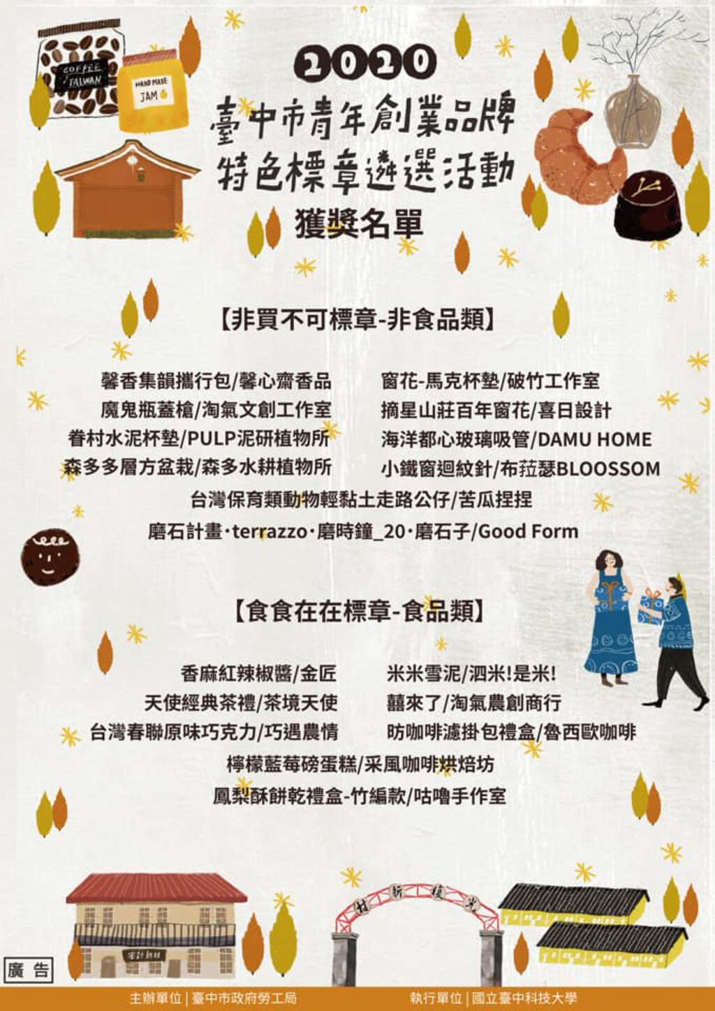 2020中市青年創業品牌特色標章獲獎名單