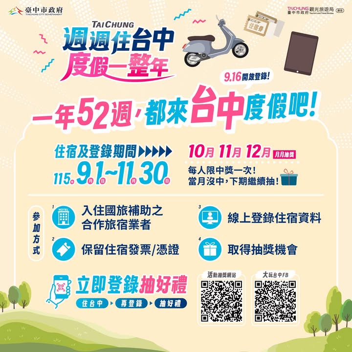 🎉一年52週，都來台中度假吧！